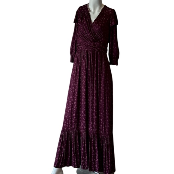 Gal Meets Glam Cassandra Eggplant Posey Jaquard Maxi Dress Size 4 - Picture 7 of 15